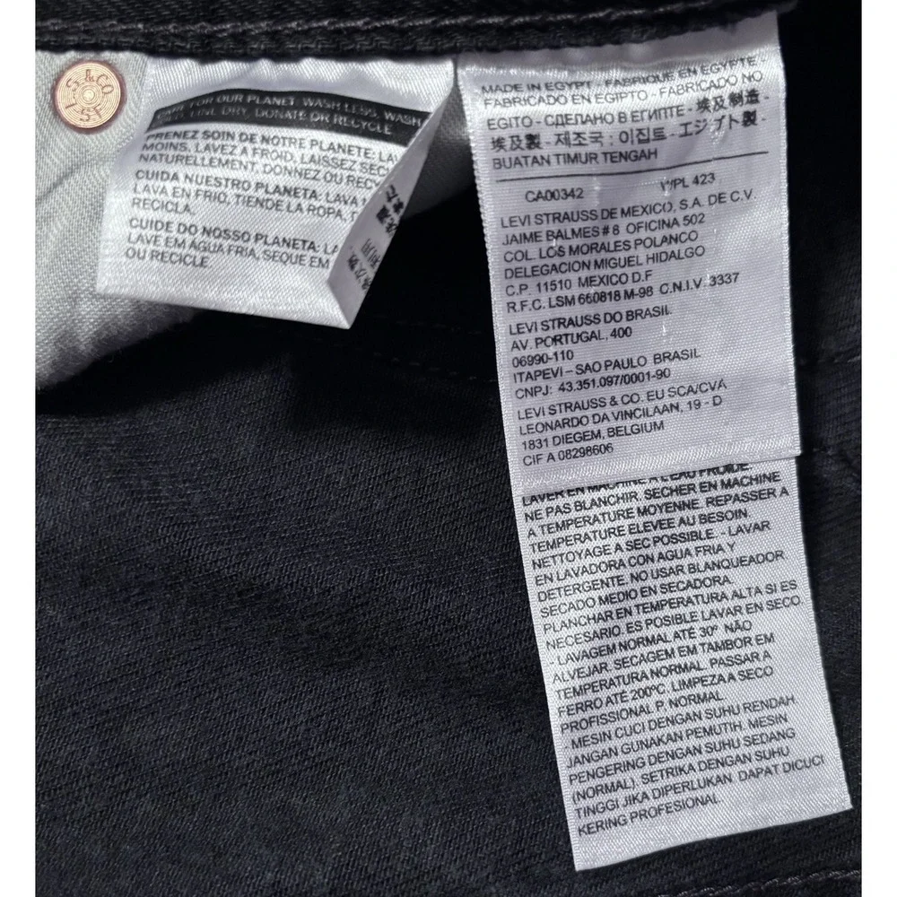 Levi's 501xx Button Fly Jeans Men‎ 44x30 Black Straight Leg Dark Wash Boot Cut